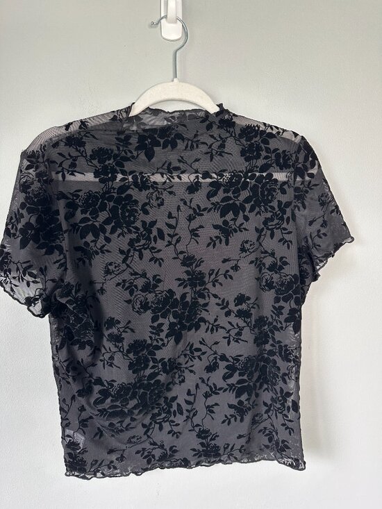 Floral Lace Sheer Mesh Top Size XL - Picture 6 of 8